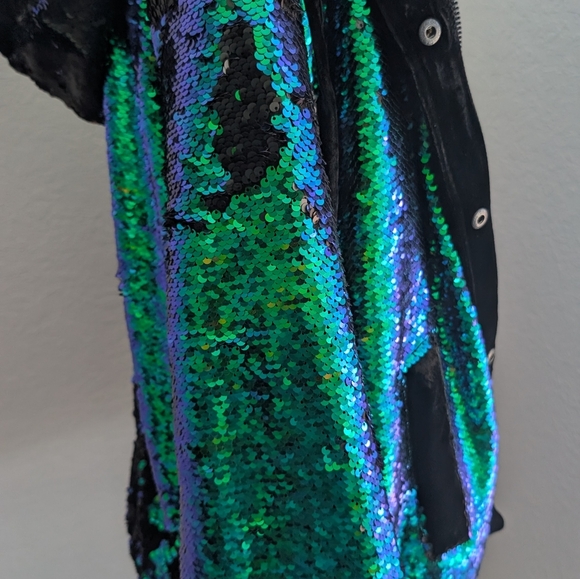 Free People City Lights Oversized Sequin Jacket With Velvet Hood - Picture 10 of 10